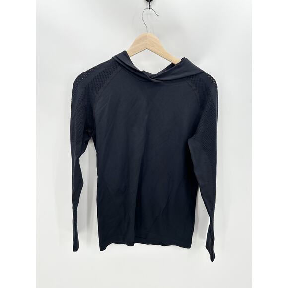 Zyia Black Compression Mesh Detail Hoodie Sweatshirt Pullover Womens Size Medium - Picture 1 of 6